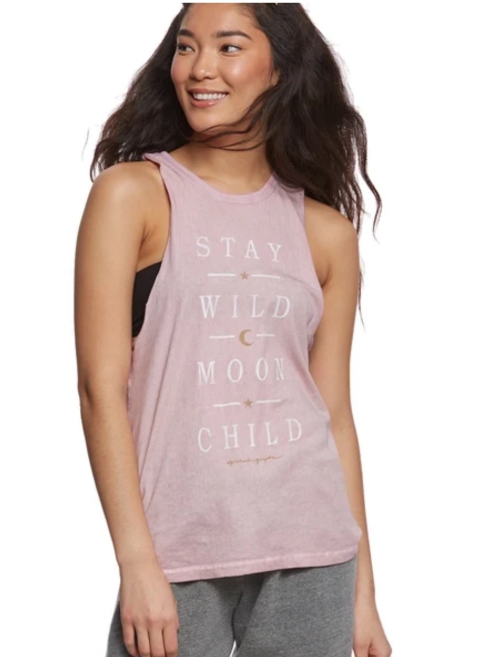 Spiritual Gangster Pink 'Stay Wild Moon Child' Relaxed Yoga Tank